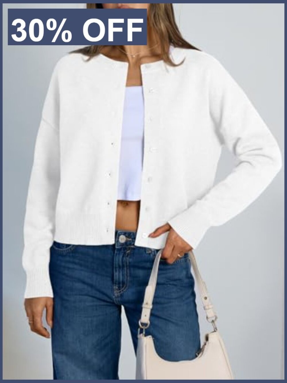 Cropped Cardigan Sweater Open Front Long Sleeve Button Down Y2k Trendy Fall - Picture 2 of 6